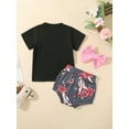 thumbnail image 3 of Coduop Newborn Baby Girls Summer Outfit Set Short Sleeve T-shirt and Floral Bull Head Shorts Set, 3 of 9