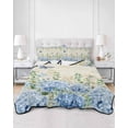thumbnail image 2 of Quilts Twin Size Bedding Set, Blue Hydrangea Lightweight Quilted Comforter, Spring Summer Eucalyptus Farmhouse Retro Soft Reversible Bedspread Coverlet with Pillow Covers for All Season, 68" x 86", 2 of 7