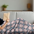 thumbnail image 3 of Ethnic Soft Flannel Fleece Throw Blanket, Oriental Design with Ornamental Floral Elements Petal Concept, Cozy Plush for Indoor and Outdoor Use, 60" x 80", Dark Petrol Blue Coral, by Ambesonne, 3 of 5