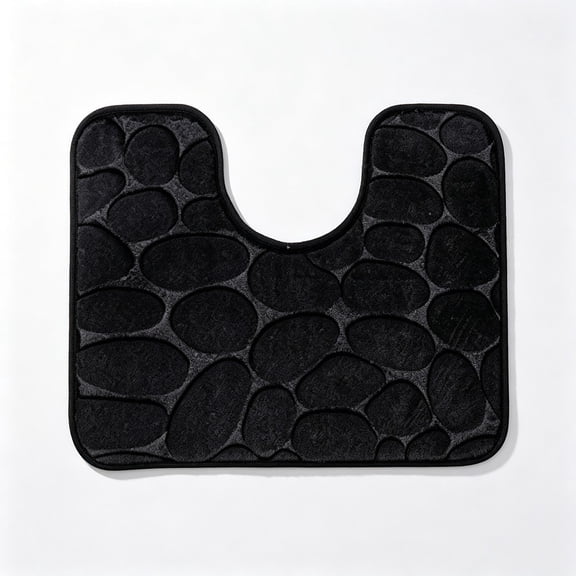U-Shaped Contour Toilet Rug, Soft Absorbent Microfiber Bathroom Mat, Non Slip Rubber Back Floor Carpet, Machine Washable Bath Rug for Toilet Base Bathroom Floors