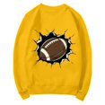 thumbnail image 7 of GILIGEGE Football Sweatshirts for Women,Sleeve Stitch Detail Double-Sided Rugby Print Long Sleeve Top,Vintage Distressed Design Warm Autumn Loose Fit Sports Fan Daily Wear Pullover Yellow L, 7 of 7