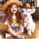 thumbnail image 1 of 5D DIY Taladro Diamante Pintura Niña Y Vaca Kit Del 30x30cm, 1 of 9