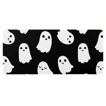 NSESSHome Halloween Ghost Mouse Pad Cartoon Spooky Spirit Extended Desk Mat Non-Slip Rubber Base Stitched Edge Large Black White Mousepad for Desk Gaming Laptop Desktop, 35.4x15.7 Inch