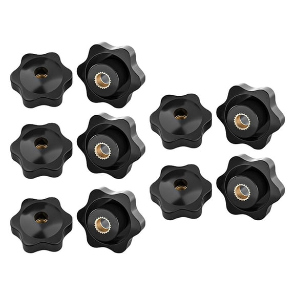 10Pack Plum-Blossom Hand Tightening Rubber-Head Nuts Black Thumb Star Mechanical M6