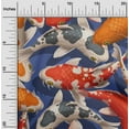 thumbnail image 1 of oneOone Cotton Poplin Bluish Violet Fabric Koi Fish Ocean Sewing Fabric By The Yard Printed Diy Clothing Sewing Supplies 42 Inch Wide, 1 of 4