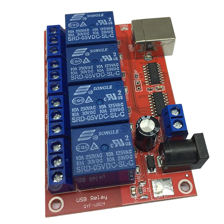 4 Channel Relay Module 5V USB Expansion Board – Intelligent Control Switch For PC, Plug-and-Play With Serial Commands