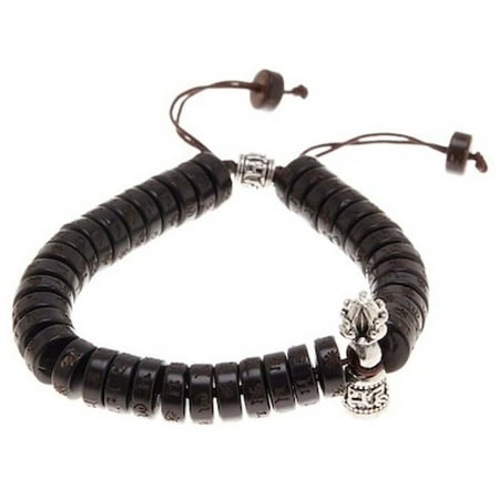 

Sandal Wood Spiritual Healing and Power Adjustable Macrame Buddha Bracelet with Silver Inserts