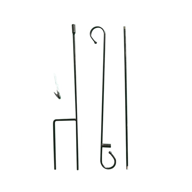 Commandes Placées par Moi, Support de Drapeau de Jardin Hoosun, Mât de Drapeau de Jardin en Métal Revêtement en Poudre Résistant aux Intempéries avec une Pince et Deux Bouchons de Ressort Sans Drapeau