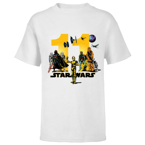 Star Wars Classic Characters Eleventh Birthday 11 Years Old - Short Sleeve T-Shirt for Kids - Customized-White
