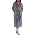 thumbnail image 2 of Women Plush Fleece Robe Long Warm Bathrobe Shawl Collar/Hood, 2 of 6