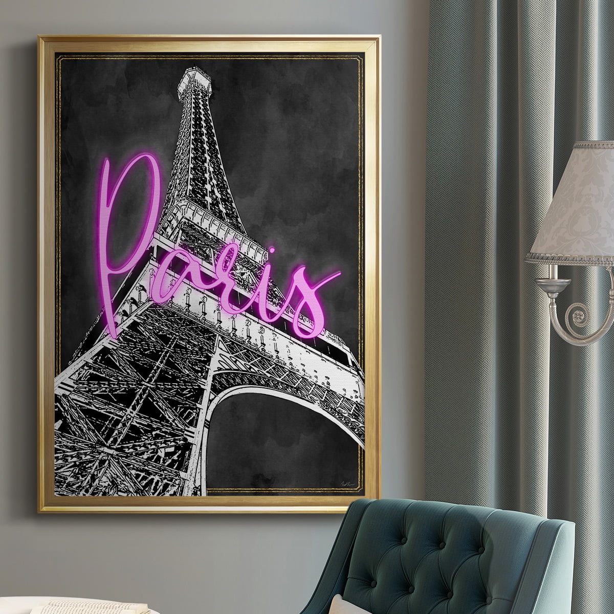 Neon Nights In Paris Premium Classic Framed Print - Ready to Hang