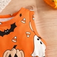 thumbnail image 5 of GYRATEDREAM Toddler Baby Girls Clothes Halloween Dress Cartoon Pumpkin Ghost Spider Print Outfits with Mesh Shawl Cover-up 2 Piece Set for 3-4Y Orange, 5 of 9