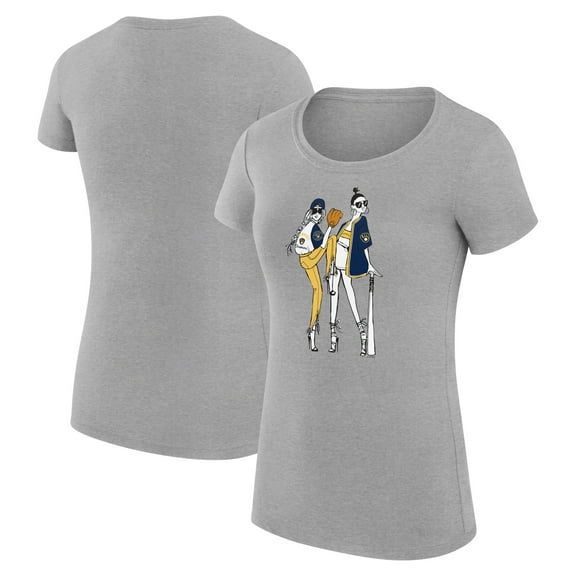 Women's G-III 4Her by Carl Banks Heather Gray Milwaukee Brewers Super-Slim Fit Lightweight Baseball Girls T-Shirt