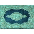 thumbnail image 1 of Ahgly Company Indoor Rectangle Medallion Turquoise Blue Traditional Area Rugs, 8' x 10', 1 of 4