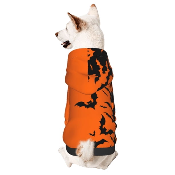 Fotbe Halloween Bats Sudadera con Estampado para Perros Pequeños – Suéter con Capucha para Mascotas, Tela Suave de Forro Polar con Bolsillo-X-Large