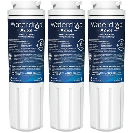 Waterdrop 4396395 Refrigerator Water Filter, NSF 401&53&42 Certified, Compatible with Maytag UKF8001, UKF8001AXX-750, UKF8001AXX-200, Whirlpool 4396395, 469006, Filter 4, EDR4RXD1, Pack of