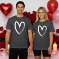 thumbnail image 2 of KHONTS Valentine's Day Sweat Heart T Shirts for Couple Women and Men Crew Neck Short Sleeve T Shirt Fashion Casual Tees Grey L, 2 of 4