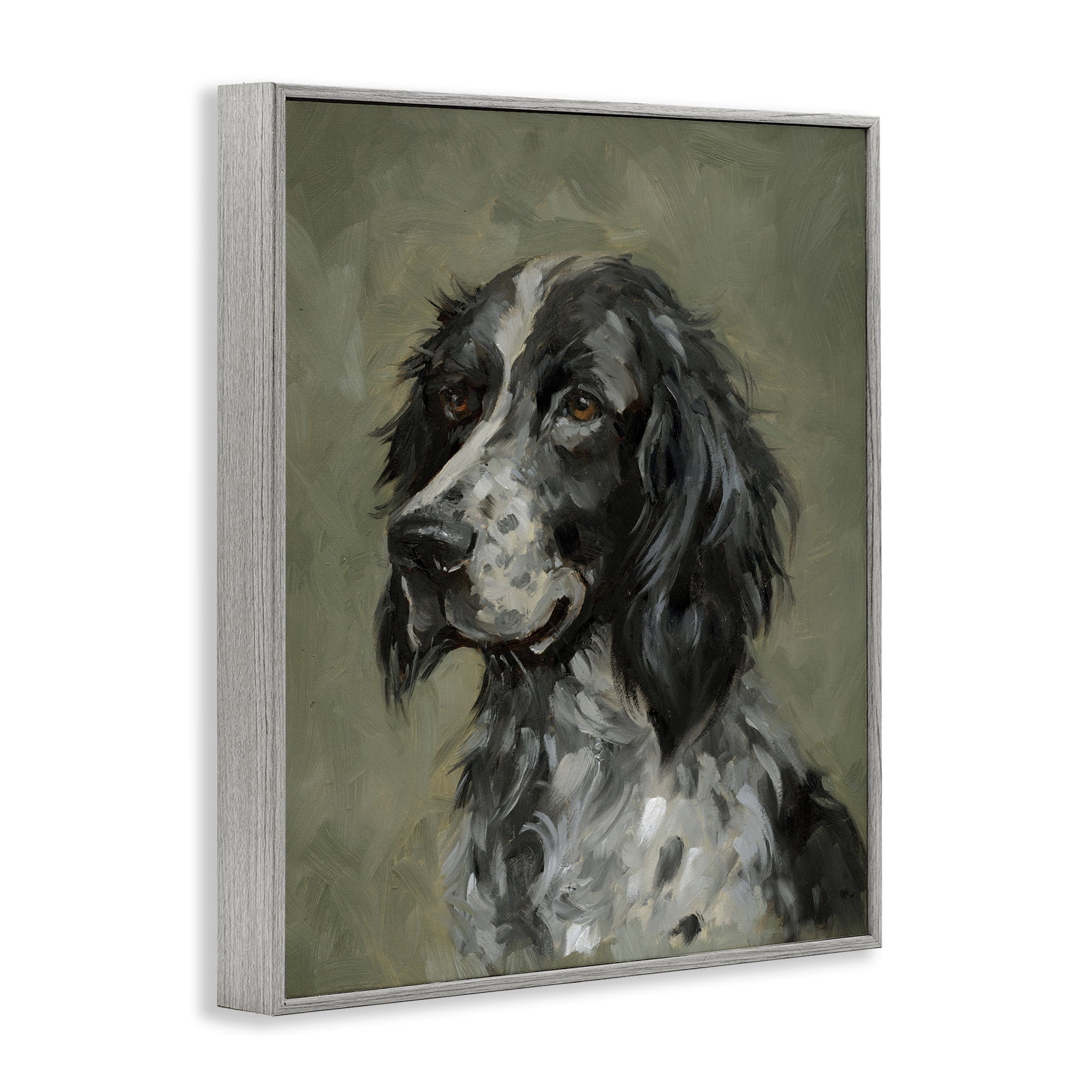 Stupell Industries Cocker Spaniel Portrait Animals & Insects Painting Gray Framed Art Print Wall Art, 16 x 20