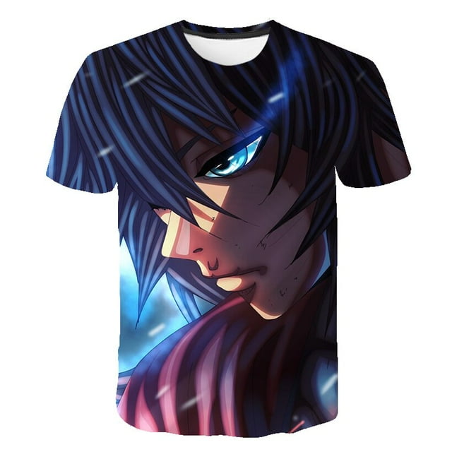 Camisetas de manga corta de Demon Slayer para niños y niñas, camisetas casuales de dibujos animados, camisetas con estampado 3D para niños, camisetas de moda con cuello redondo 4T Gao Jinjia LED