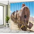 thumbnail image 5 of Ambesonne Vintage Shower Curtain, Steam Train Locomotive, 69"Wx84"L, Blue Brown, 5 of 5