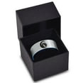 thumbnail image 3 of Tungsten Crescent Moon Howling Wolf Forest Trees Engraved Band Ring 8mm Men Women Comfort Fit Blue Flat Cut Brushed Gray Polished, 3 of 4