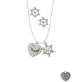 thumbnail image 2 of Delight Jewelry Two-tone 'Mom Rocks' on Clear Crystal Heart Silver tone Snowflake Charm Necklace and Stud Earrings, 2 of 4