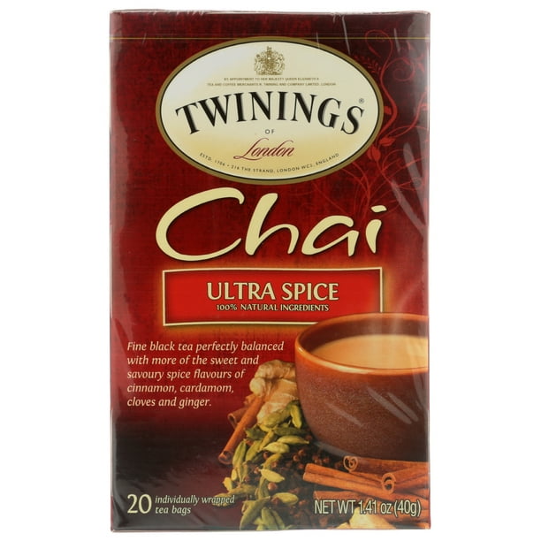 Twinings of London Ultra Spice Chai Tea Bags, 20 count, 1.41 oz