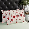 thumbnail image 3 of Valentine's Day Throw Pillow Cover Case, Couch Sofa Bed Pillowcase, Soft Decorative Lumbar Pillow Protector, Romantic Love Heart Decor Burlap Texture 16x24Inch Reversible Pillow Shams with Zipper, 3 of 6