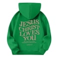 thumbnail image 6 of Grblisyd JESUS CHRIST LOVES YOU Hoodie for Teen Girls Comfrt Christian Graphic Hoodies Forgiven Hoodie Graphic Hoodies Long Sleeve Teen Girl Clothes Green 130, 6 of 6