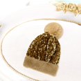 thumbnail image 4 of Gorro de punto para mujeres y niñas, gorro grueso sintética con pompón, gorro de invierno - Oro Baoblaze mujer gorro de invierno, 4 of 8