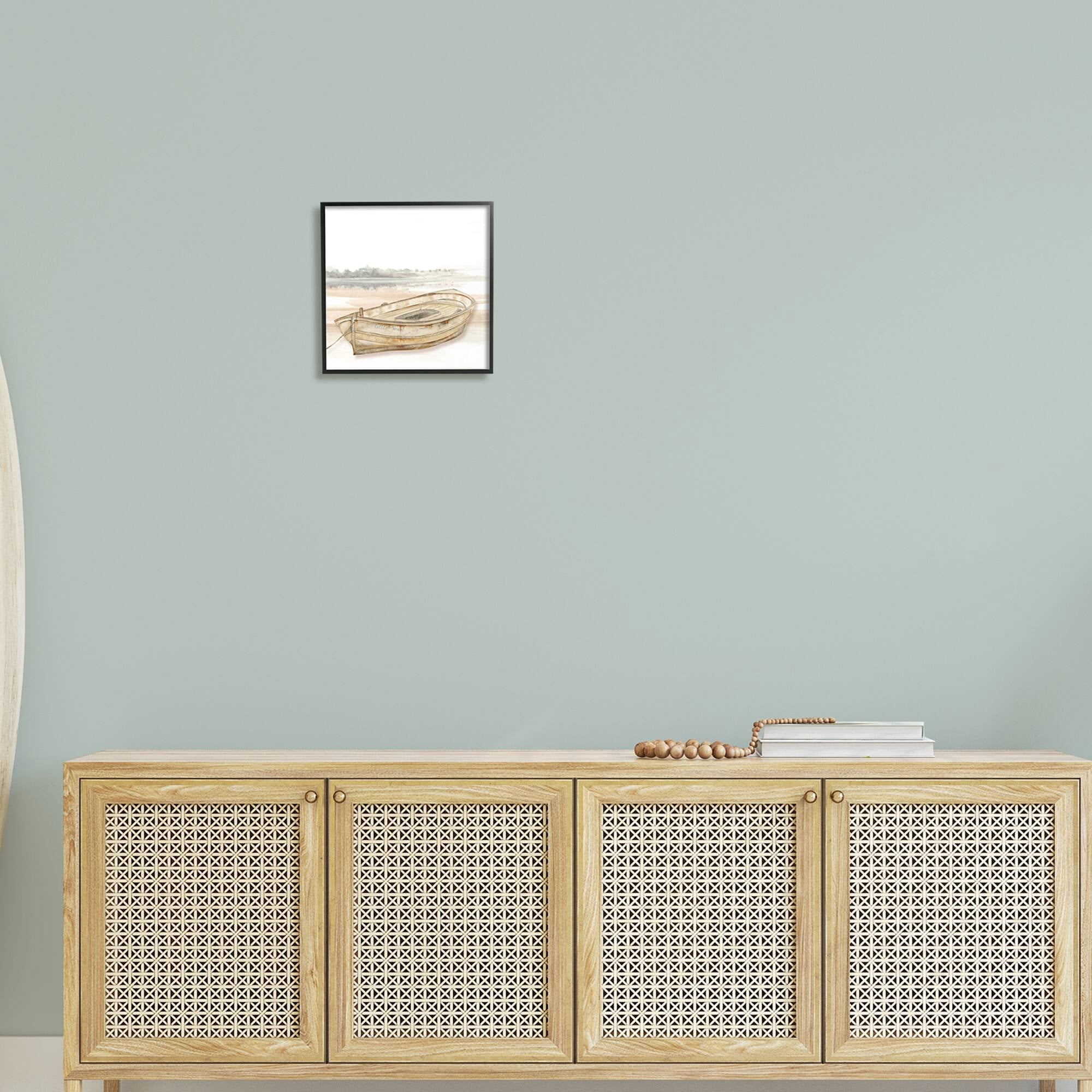Stupell Industries Little Snail Rowboat Resting Shallow Coastal Horizon,24 x 24, Design by Patricia Pinto