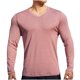 thumbnail image 2 of pstuiky hombres de manga larga, Blusas y camisas de manga larga informales con cuello en V y colores lisos a la moda para hombre top de hombre s, 2 of 4