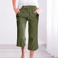 thumbnail image 2 of TRUBKH Linen Pants Women Flowy Gauze Wide Leg Linen Pants Plain Drawstring Trousers Comfort Resort Wear Gaucho Pant Palazzo Pants Paperbag Pant Baggy Linen Pants Vacation Beach Trousers Green S, 2 of 7