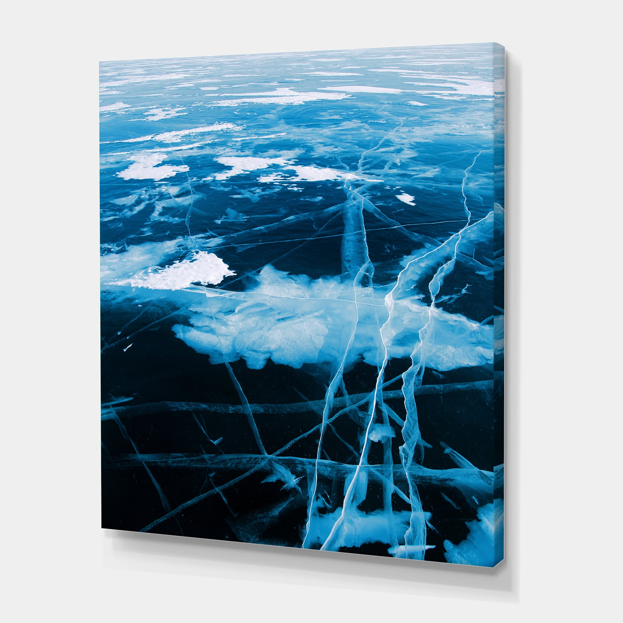Designart ' White and Blue Ice Structure I ' Modern Canvas Wall Art Print