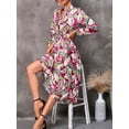 thumbnail image 2 of Vestido, Vestido de manga larga para mujer Vestido plisado con cinturón elástico en la cintura para Meterk Rosa/Grande, 2 of 7
