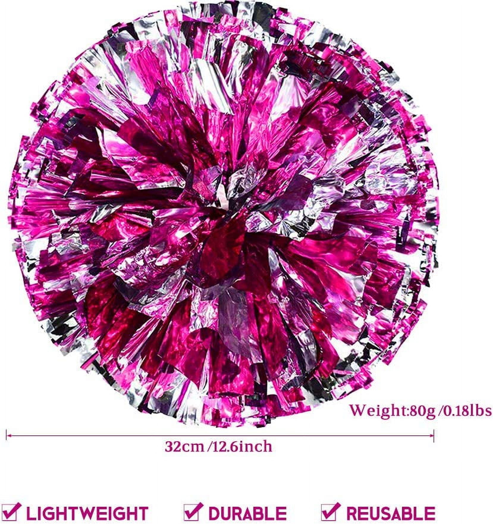 LINLIN 4Pcs Metallic Foil Cheerleading Pom Poms, Premium Cheerleader Pompoms Kit, Cheering Hand Flowers for Sports Cheers Ball Game Dance Fancy Dress Night Party - 6 Inches