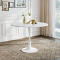 thumbnail image 3 of 5-Piece 31.5" Round Dining Table Set, Mid-Century Modern All-Metal Kitchen Table with Velvet Nailhead Trim Chairs & Stainless Steel Legs, for 4, Small Spaces, Apartments, Living Room, 3 of 7