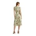 thumbnail image 2 of LAUREN RALPH LAUREN Womens Green Zippered Textured Lined Tie Front Floral Cap Sleeve Round Neck Knee Length Fit + Flare Dress Petites 14P, 2 of 4