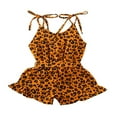 thumbnail image 3 of Summer Leopard Print Infant Baby Girls Cotton Rompers Overalls Sleeveless Button Jumpsuits Outfits Kids Clothes Coffee 1-2 Years, 3 of 5