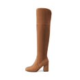 thumbnail image 3 of Botas DREAM PAIRS de gamuza marrón con ajuste elástico sobre la rodilla, talla 7, 3 of 5