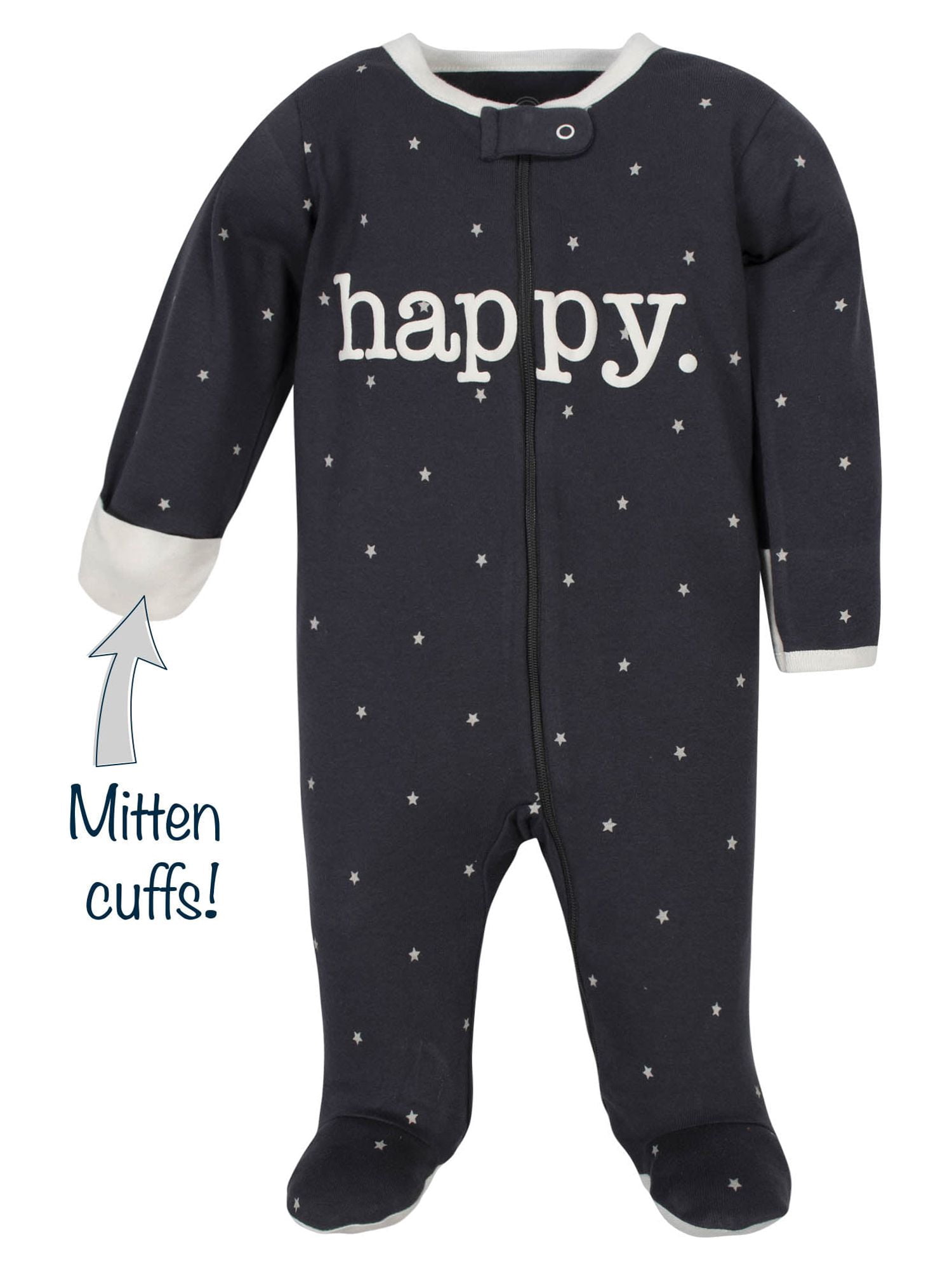 Wonder Nation Baby Neutral Zip Up Sleep ‘N Play Footed Pajamas, 2-Pack, Sizes Newborn - 6/9 Months