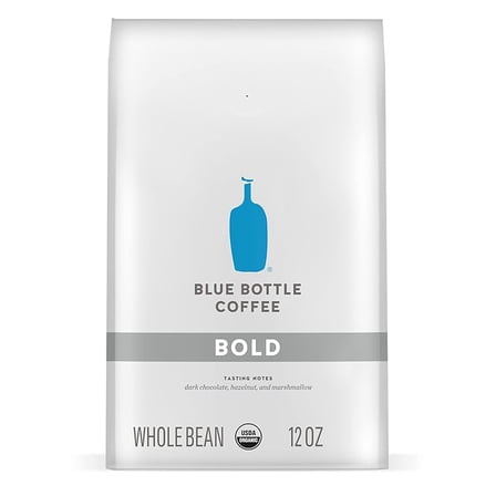 1x Blue Bottle Whole Bean Organic Coffee, Bold, Dark Roast, 12 Ounce bag (Pack of 1)