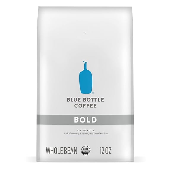 1x Blue Bottle Whole Bean Organic Coffee, Bold, Dark Roast, 12 Ounce bag (Pack of 1)