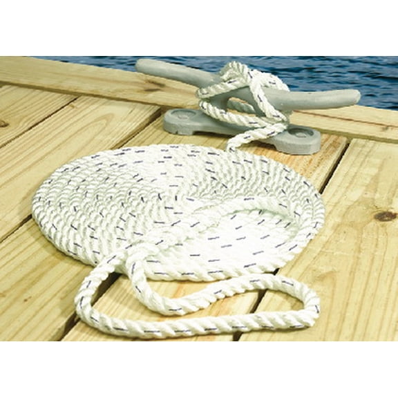 Seachoice Premium 3 Strand Twisted Nylon Dock Line - White With Blue Tracer, 47611