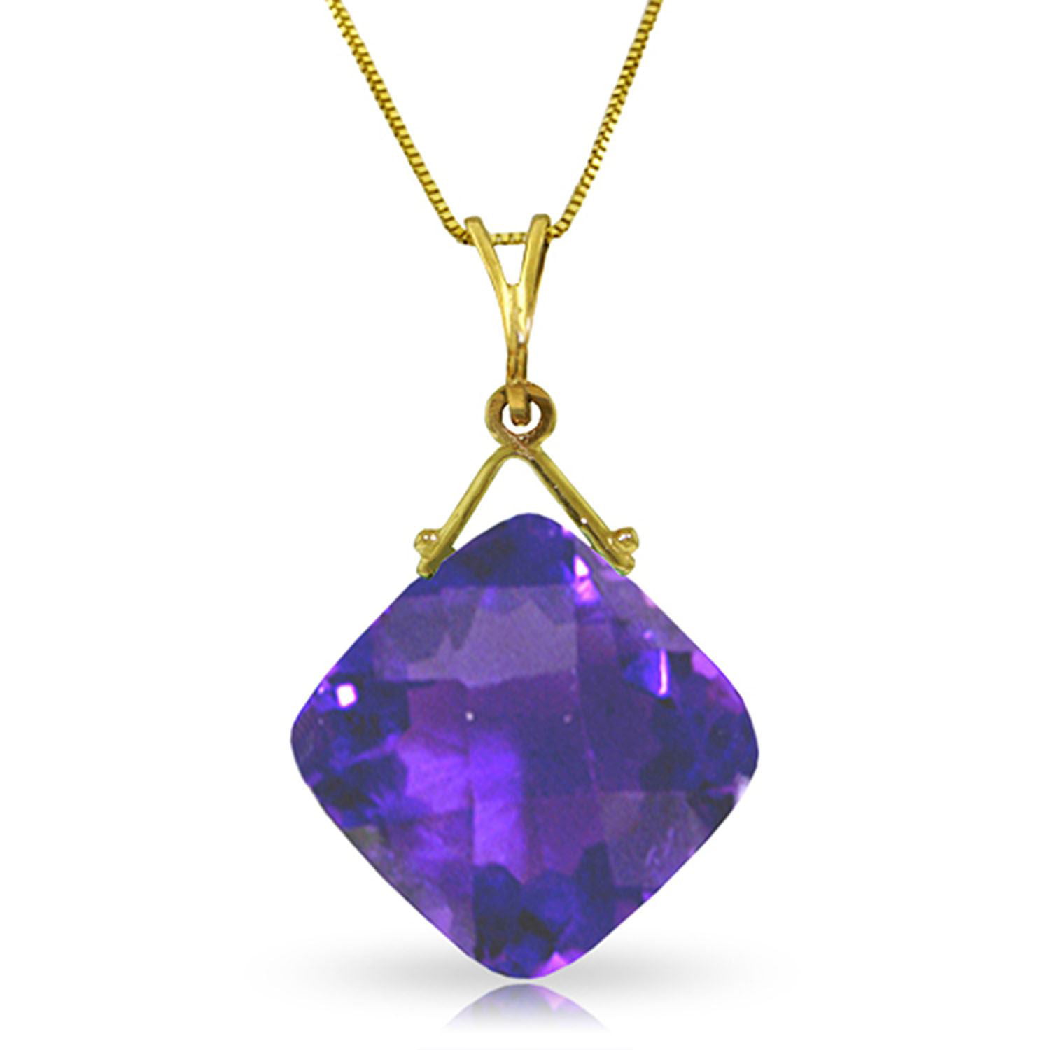 ALARRI 1.23 CTW 14K Solid White Gold Necklace Natural Diamond Purple Amethyst with 22 Inch Chain Length