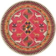 thumbnail image 1 of Unique Loom Sedona Over-Dyed Animals Rug 6' x 6' Round Pink/Beige, 1 of 10