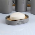 thumbnail image 3 of Modern Matte Gray Soap Dish with Bamboo Detail - Polyresin Bath Accessory for Refined Home Style, 3 of 7