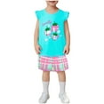 thumbnail image 2 of Piuwrlz Summer Shirt and Short Pants Set Baby Boys Girls Printed Round Neck Tight Shirt Children's Set Blue 2 Years, 2 of 3