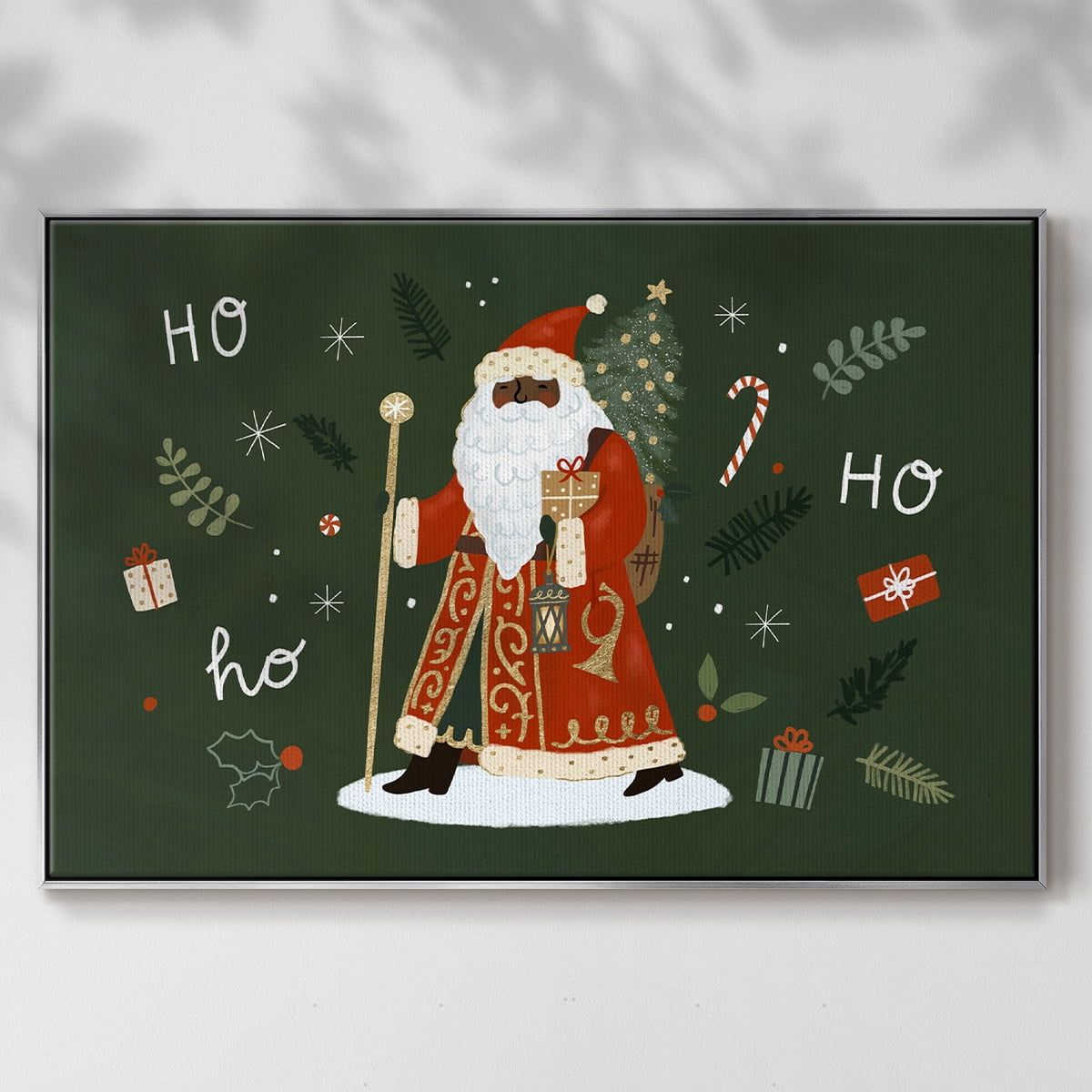 Little St. Nick Collection A - Framed Gallery Wrapped Holiday Canvas - 25 x 37 - Silver Frame