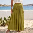 thumbnail image 6 of Lnmiateer Women Summer Beach Boho Long Skirt Linen Fabric Smocked High Waist Layered Flowy A Line Design Shell Star Casual Vacation Daily Wear, 6 of 6